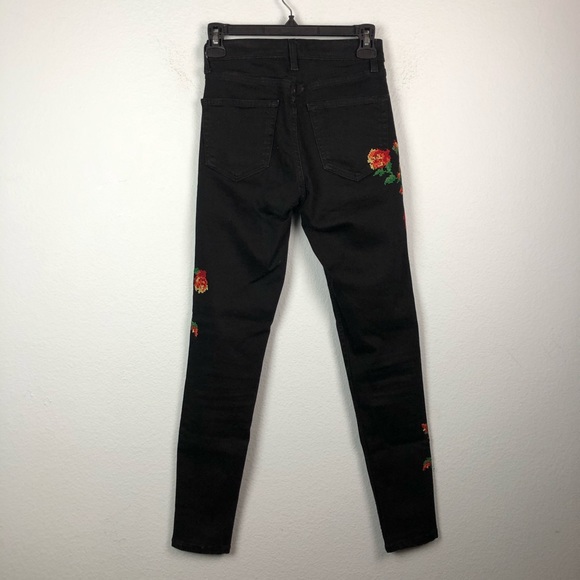 Topshop Floral Embroidered Jamie Jeans Black 26 - Picture 7 of 8